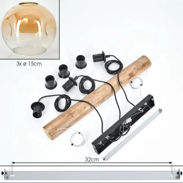 hofstein Ripoll Suspension, Boule lumineuse, Suspension Écru, Noir, 3 lumières* Lampes Modernes