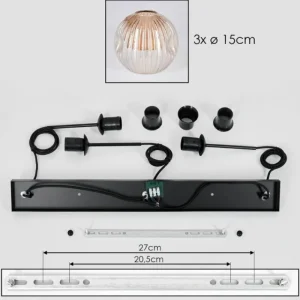 hofstein Ripoll Suspension, Boule lumineuse, Suspension Ambre, 3 lumières* Lampes Modernes