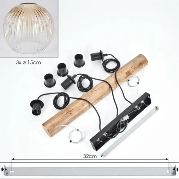 hofstein Ripoll Suspension, Boule lumineuse, Suspension Écru, Noir, 3 lumières* Lampes Modernes
