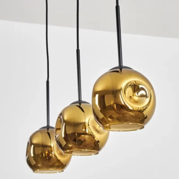 hofstein Ripoll Suspension, Boule lumineuse, Suspension Or, 3 lumières* Lampes En Verre