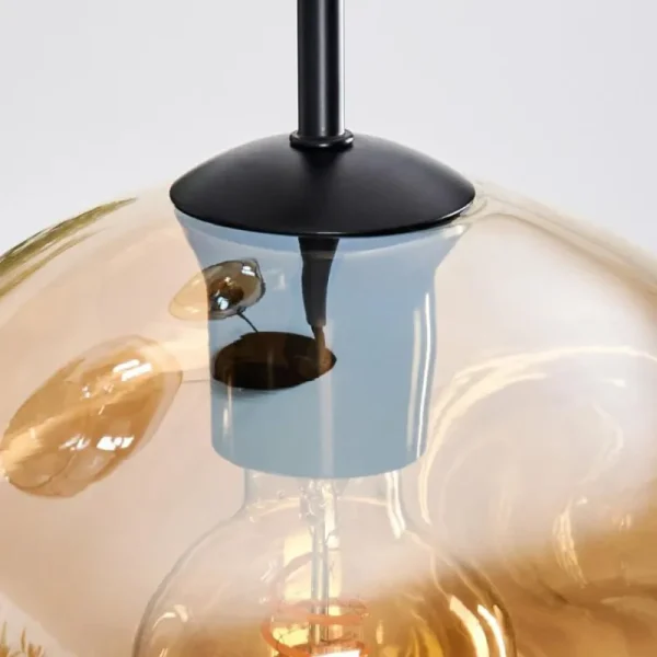 hofstein Ripoll Suspension, Boule lumineuse, Suspension Ambre, Fumé, 3 lumières* Lampes Modernes