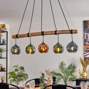 hofstein Ripoll Suspension, Boule lumineuse, Suspension Bleu, Vert, Cuivré, 5 lumières* Lampes Modernes