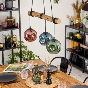 hofstein Ripoll Suspension, Boule lumineuse, Suspension Écru, Noir, 3 lumières* Lampes Modernes