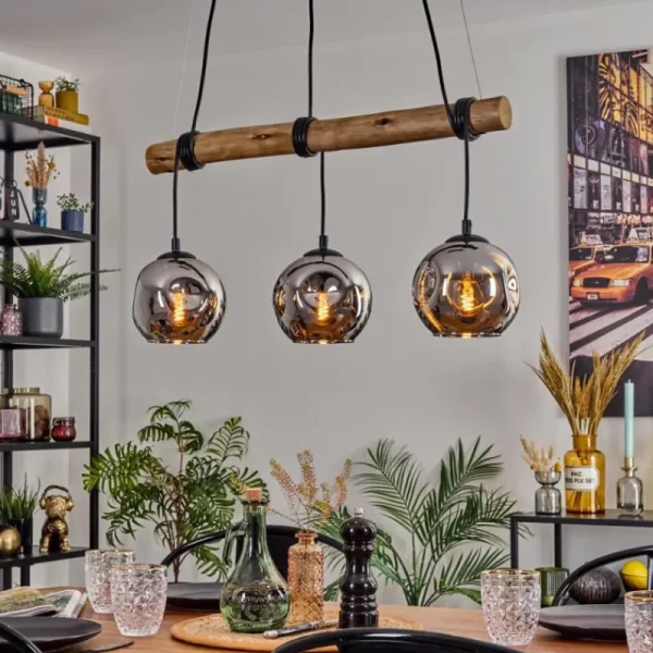 hofstein Ripoll Suspension, Boule lumineuse, Suspension Écru, Noir, 3 lumières* Lampes Modernes