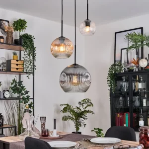 hofstein Ripoll Suspension, Boule lumineuse, Suspension, Suspension grappe Ambre, Clair, Fumé, 3 lumières* Lampes Modernes