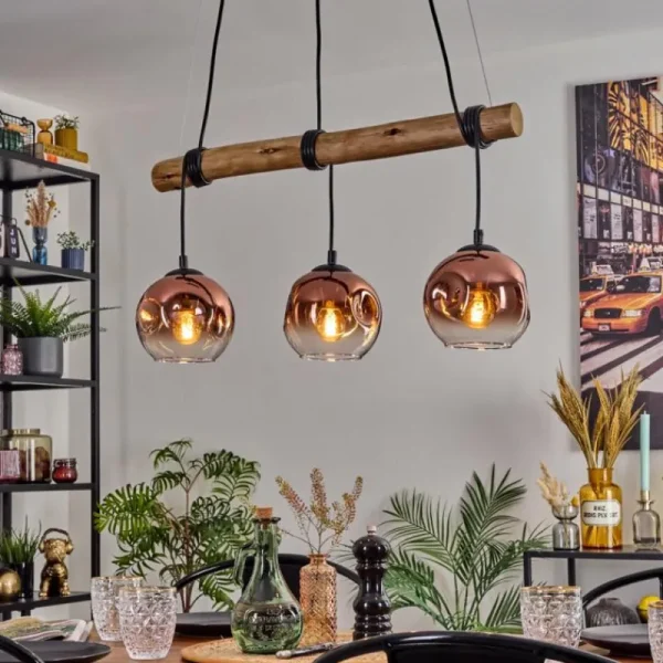 hofstein Ripoll Suspension, Boule lumineuse, Suspension Écru, Noir, 3 lumières* Lampes Modernes