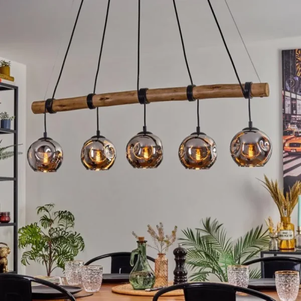 hofstein Ripoll Suspension, Boule lumineuse, Suspension Écru, Noir, 5 lumières* Lampes Modernes