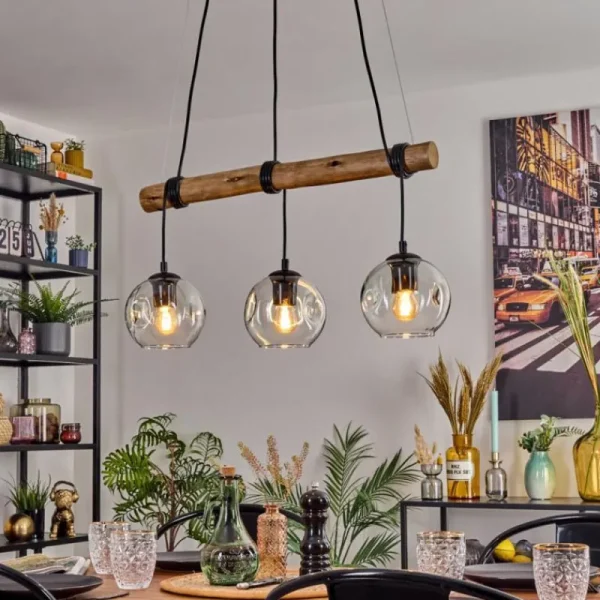 hofstein Ripoll Suspension, Boule lumineuse, Suspension Écru, Noir, 3 lumières* Lampes Modernes