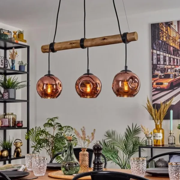 hofstein Ripoll Suspension, Boule lumineuse, Suspension Écru, Noir, 3 lumières* Lampes Modernes