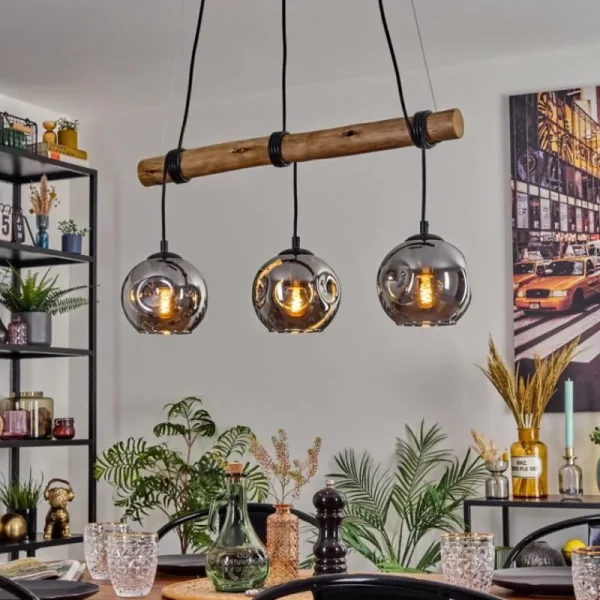 hofstein Ripoll Suspension, Boule lumineuse, Suspension Écru, Noir, 3 lumières* Lampes Modernes