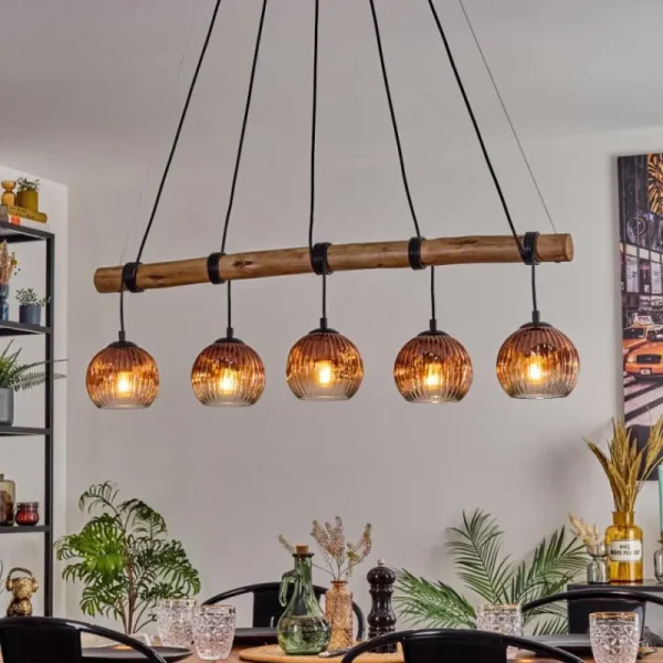 hofstein Ripoll Suspension, Boule lumineuse, Suspension Écru, Noir, 5 lumières* Lampes Modernes