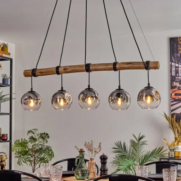 hofstein Ripoll Suspension, Boule lumineuse, Suspension Clair, Fumé, 5 lumières* Lampes Modernes