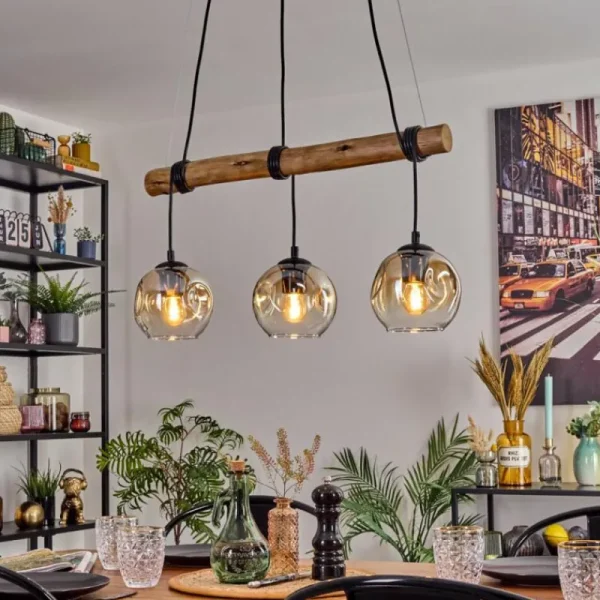 hofstein Ripoll Suspension, Boule lumineuse, Suspension Écru, Noir, 3 lumières* Lampes Modernes