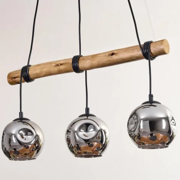 hofstein Ripoll Suspension, Boule lumineuse, Suspension Écru, Noir, 3 lumières* Lampes Modernes