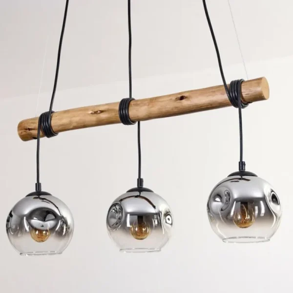 hofstein Ripoll Suspension, Boule lumineuse, Suspension Écru, Noir, 3 lumières* Lampes Modernes