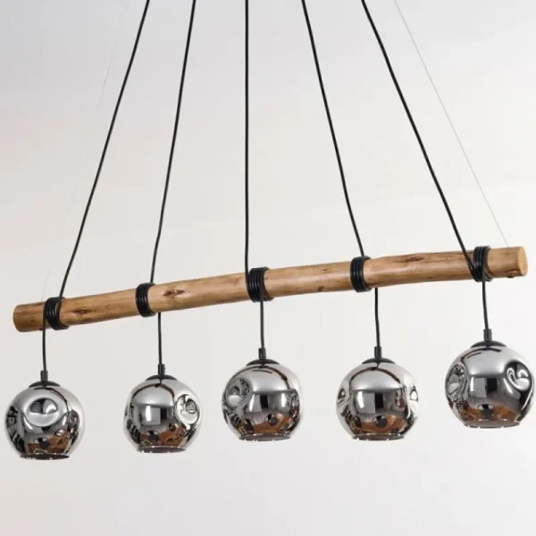 hofstein Ripoll Suspension, Boule lumineuse, Suspension Écru, Noir, 5 lumières* Lampes Modernes