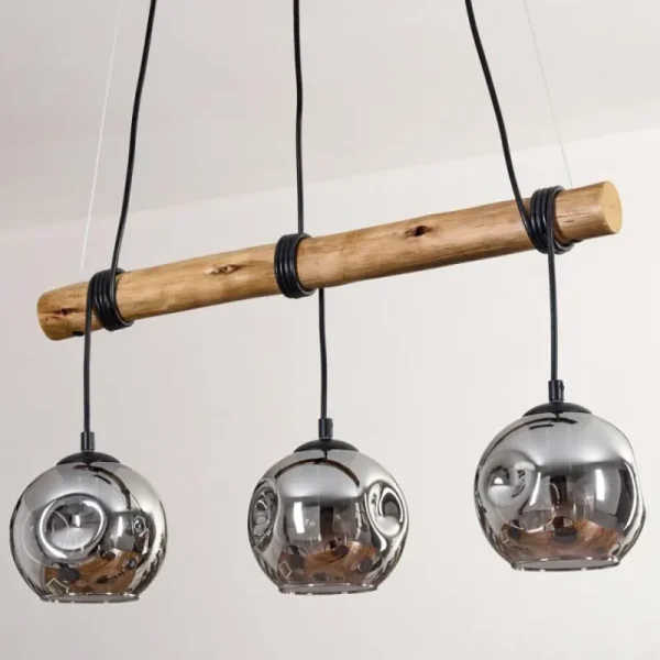 hofstein Ripoll Suspension, Boule lumineuse, Suspension Écru, Noir, 3 lumières* Lampes Modernes