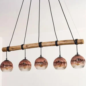 hofstein Ripoll Suspension, Boule lumineuse, Suspension Écru, Noir, 5 lumières* Lampes Modernes