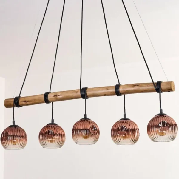 hofstein Ripoll Suspension, Boule lumineuse, Suspension Écru, Noir, 5 lumières* Lampes Modernes