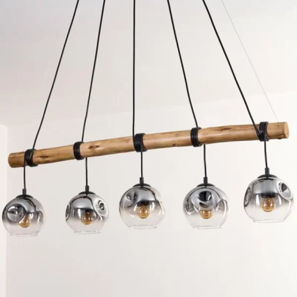 hofstein Ripoll Suspension, Boule lumineuse, Suspension Clair, Fumé, 5 lumières* Lampes Modernes