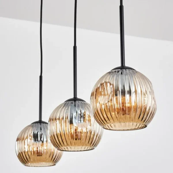 hofstein Ripoll Suspension, Boule lumineuse, Suspension Ambre, 3 lumières* Lampes Modernes