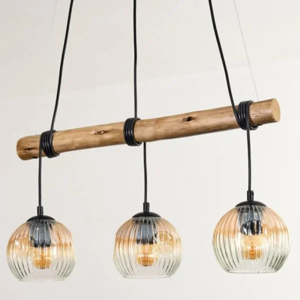 hofstein Ripoll Suspension, Boule lumineuse, Suspension Écru, Noir, 3 lumières* Lampes Modernes