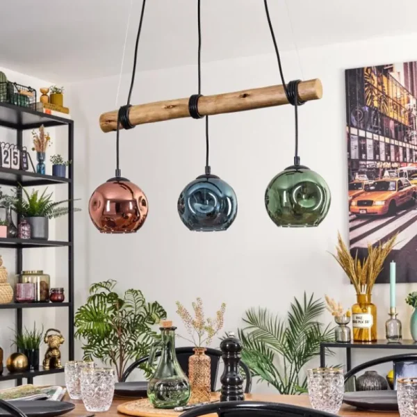 hofstein Ripoll Suspension, Boule lumineuse, Suspension Écru, Noir, 3 lumières* Lampes Modernes