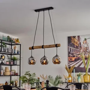 hofstein Ripoll Suspension, Boule lumineuse, Suspension Écru, Noir, 3 lumières* Lampes Modernes