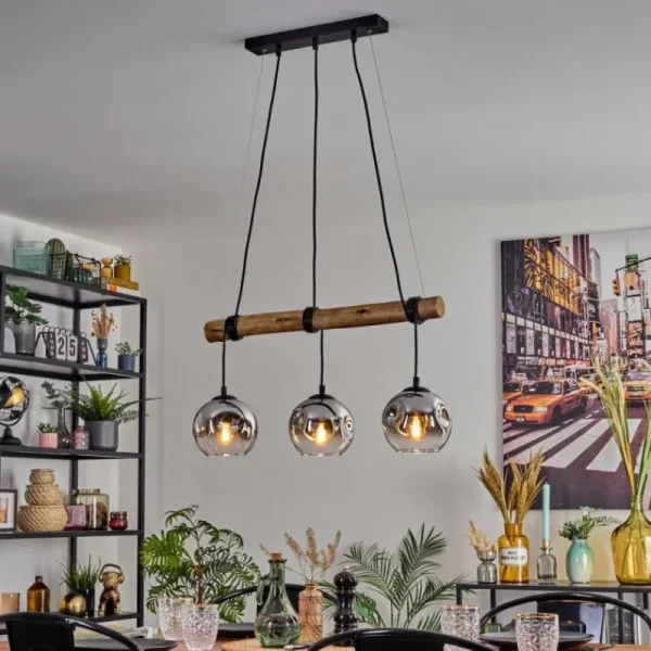 hofstein Ripoll Suspension, Boule lumineuse, Suspension Écru, Noir, 3 lumières* Lampes Modernes