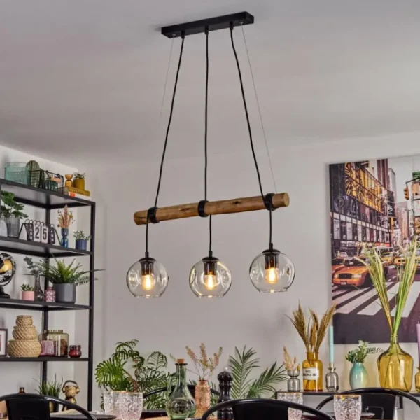 hofstein Ripoll Suspension, Boule lumineuse, Suspension Écru, Noir, 3 lumières* Lampes Modernes