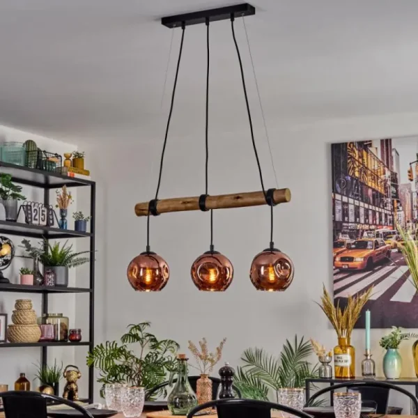 hofstein Ripoll Suspension, Boule lumineuse, Suspension Écru, Noir, 3 lumières* Lampes Modernes