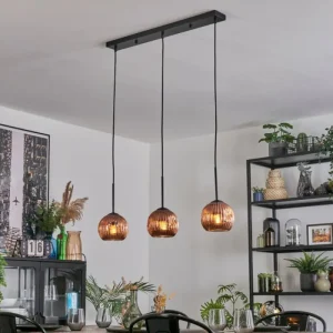 hofstein Ripoll Suspension, Boule lumineuse, Suspension Cuivré, 3 lumières* Lampes Modernes
