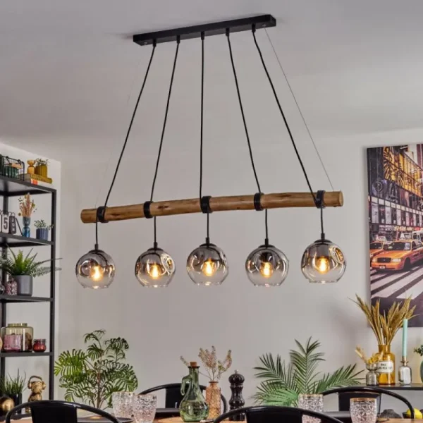 hofstein Ripoll Suspension, Boule lumineuse, Suspension Clair, Fumé, 5 lumières* Lampes Modernes