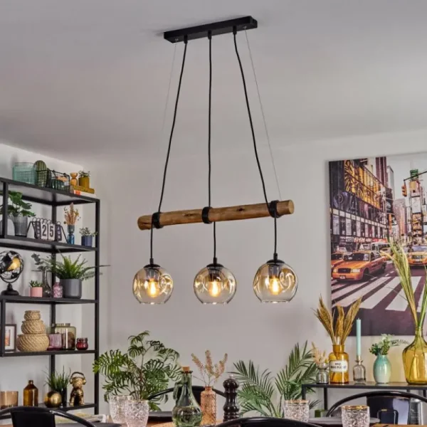 hofstein Ripoll Suspension, Boule lumineuse, Suspension Écru, Noir, 3 lumières* Lampes Modernes