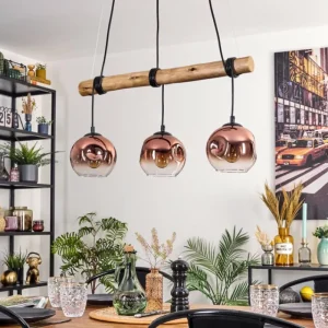hofstein Ripoll Suspension, Boule lumineuse, Suspension Écru, Noir, 3 lumières* Lampes Modernes