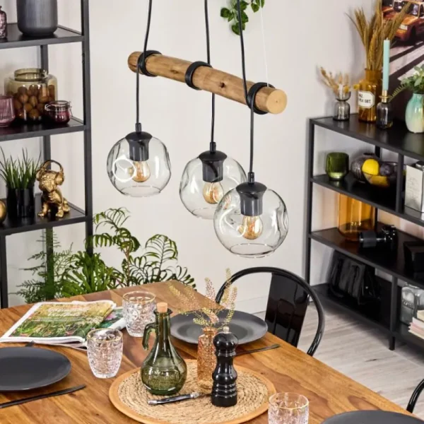 hofstein Ripoll Suspension, Boule lumineuse, Suspension Écru, Noir, 3 lumières* Lampes Modernes