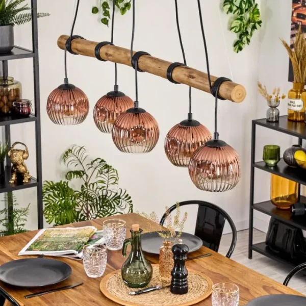 hofstein Ripoll Suspension, Boule lumineuse, Suspension Écru, Noir, 5 lumières* Lampes Modernes