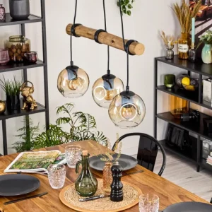 hofstein Ripoll Suspension, Boule lumineuse, Suspension Écru, Noir, 3 lumières* Lampes Modernes