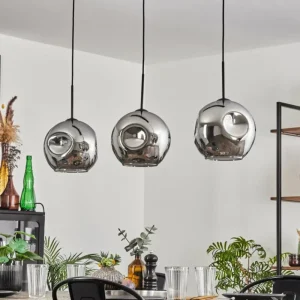 hofstein Ripoll Suspension Chrome, 3 lumières* Lampes En Verre