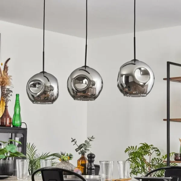 hofstein Ripoll Suspension Chrome, 3 lumières* Lampes En Verre