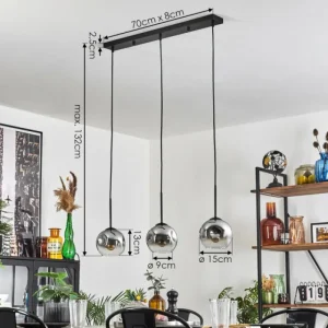 hofstein Ripoll Suspension Chrome, Clair, 3 lumières* Lampes En Verre