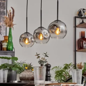 hofstein Ripoll Suspension Chrome, Clair, 3 lumières* Lampes En Verre