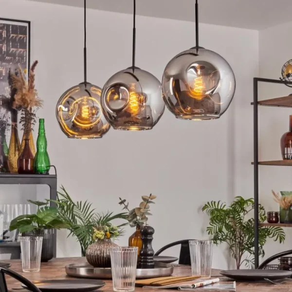 hofstein Ripoll Suspension Chrome, 3 lumières* Lampes En Verre