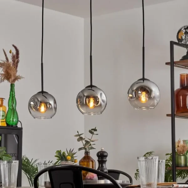 hofstein Ripoll Suspension Chrome, Clair, 3 lumières* Lampes En Verre