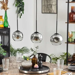 hofstein Ripoll Suspension Chrome, Clair, 3 lumières* Lampes En Verre
