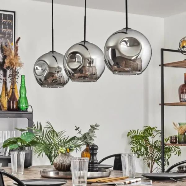hofstein Ripoll Suspension Chrome, 3 lumières* Lampes En Verre