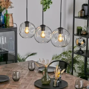 hofstein Ripoll Suspension Clair, 3 lumières* Lampes En Verre