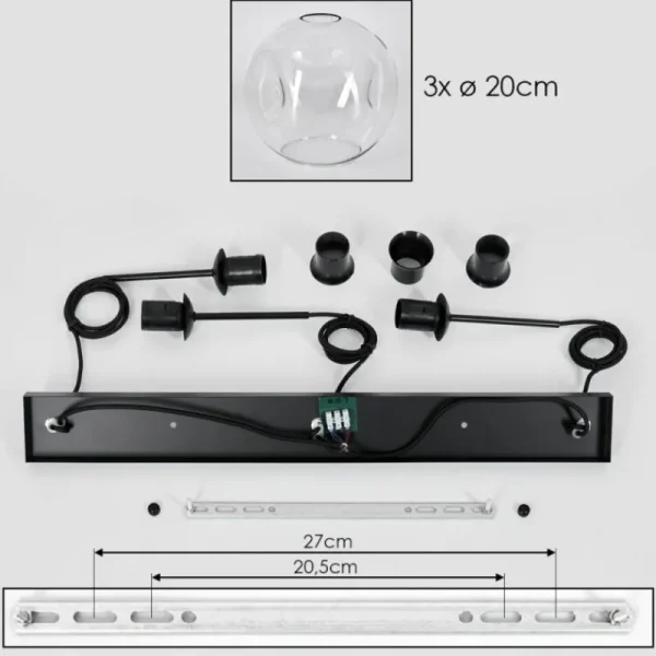 hofstein Ripoll Suspension Clair, 3 lumières* Lampes En Verre