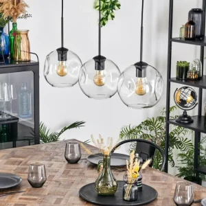 hofstein Ripoll Suspension Clair, 3 lumières* Lampes En Verre