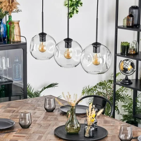 hofstein Ripoll Suspension Clair, 3 lumières* Lampes En Verre